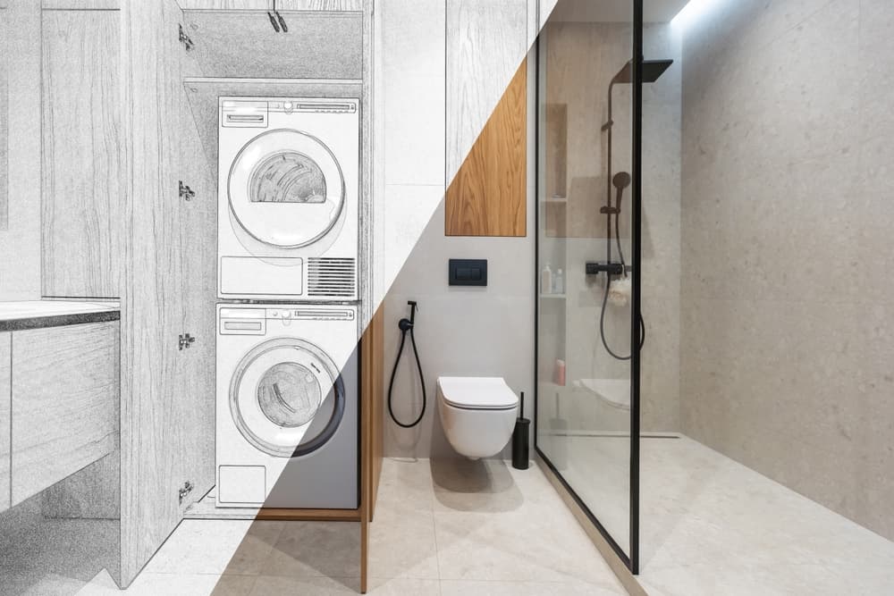 Bathroom remodeling project with tile flooring and finish updates