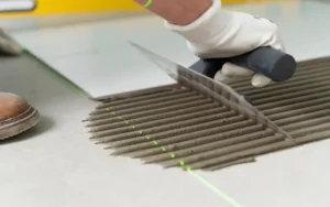this image is about installing tile on flour