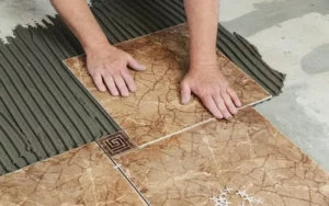 this image is about installing tile on excesting flour